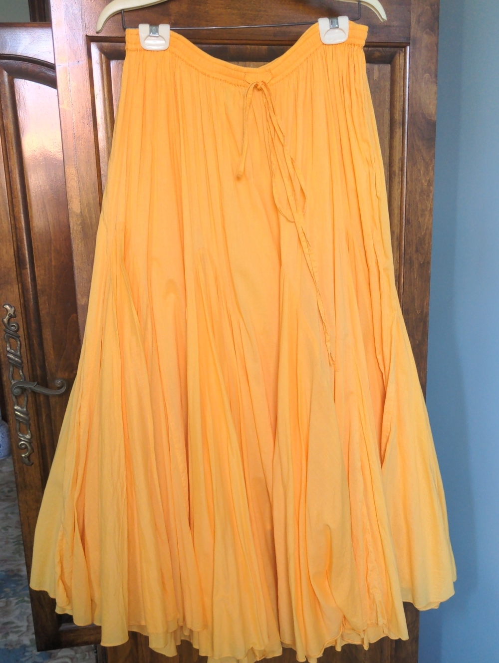 Jessica London Yellow Flowing Pleated Maxi Skirt, Circle, 100% Cotton, New